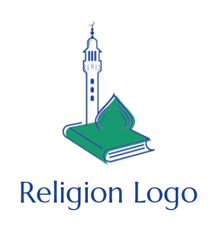 religious logo icon dome and minaret on book - logodesign.net