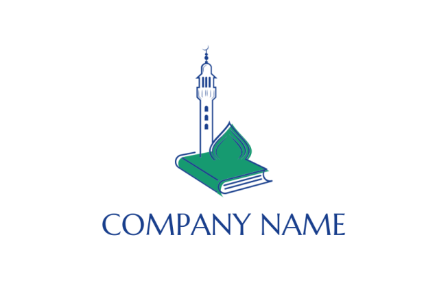 religious logo icon dome and minaret on book - logodesign.net