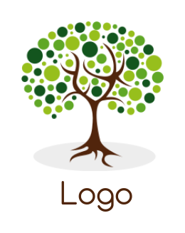 make a landscape logo dotted tree with shadow