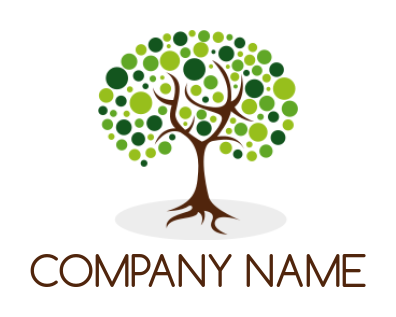 make a landscape logo dotted tree with shadow