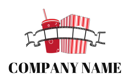 entertainment logo drink popcorn movie reel 