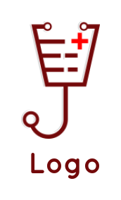 medical logo drip form stethoscope and plus sign