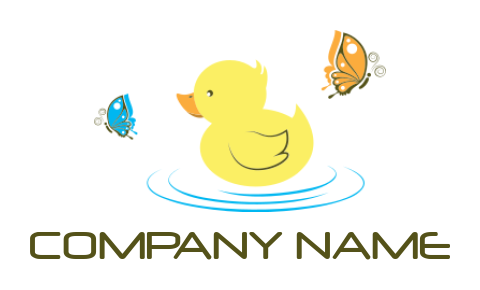 childcare logo online duck on water with butterflies - logodesign.net