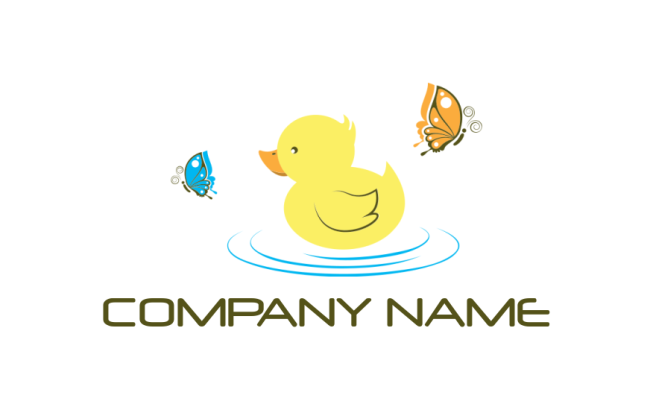 childcare logo online duck on water with butterflies - logodesign.net