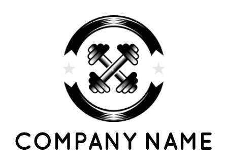 gym logo icon dumbbell crossed in emblem