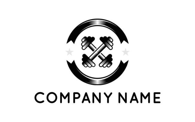 fitness logo icon dumbbell crossed in emblem