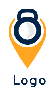 gym logo kettle bell in location pin