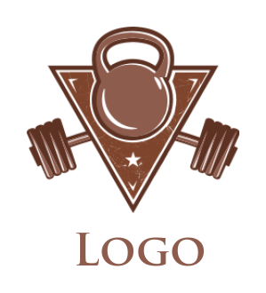 fitness logo online dumbbell gym in shape of triangle