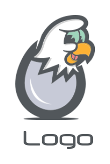 create a pet logo eagle chick come out from egg