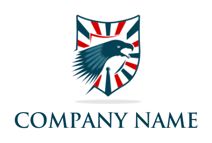 pet logo of eagle head flag stripes in shield