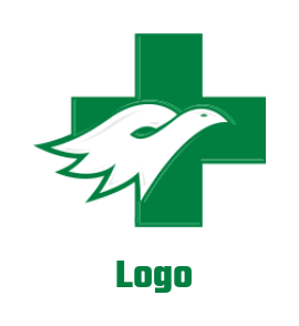 medical logo eagle head in health care cross