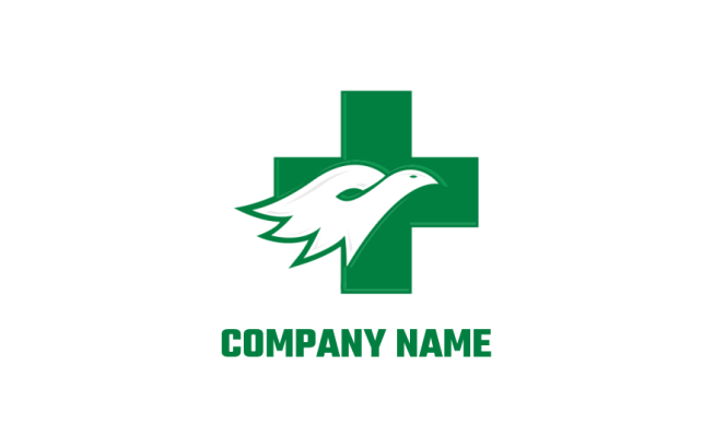 medical logo eagle head in health care cross