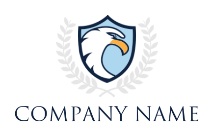 create a badge logo eagle in a shield with wheat
