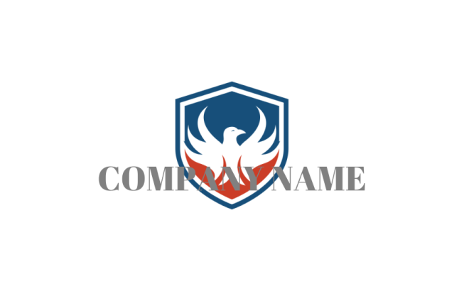 eagle logo design set inside shield crest 