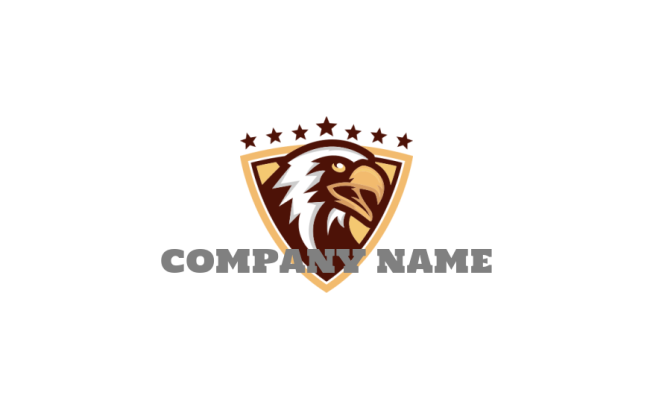 bald eagle flying on American stripe triangle | Logo Template by