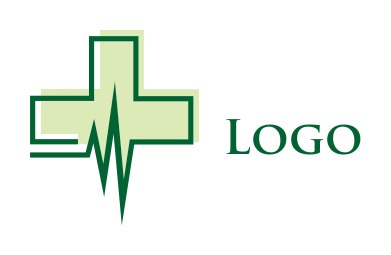 medical logo with ecg line forming cross sign