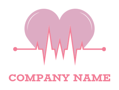 medical logo online ECG merged with heart - logodesign.net