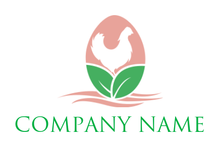 farm logo negative space hen on egg with leaves