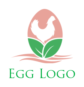 farm logo negative space hen on egg with leaves