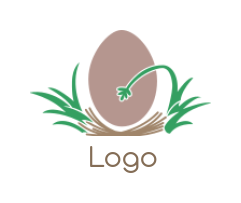 farm logo icon egg on leaves and grass