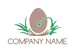 pet logo icon egg with leaves and grass