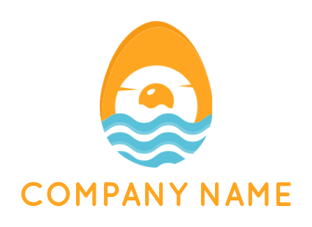 travel logo sunset with waves inside egg