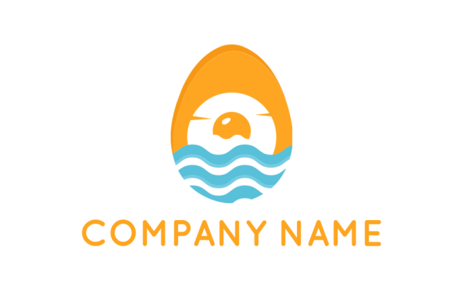 Design a logo of egg yolk sunset with waves 