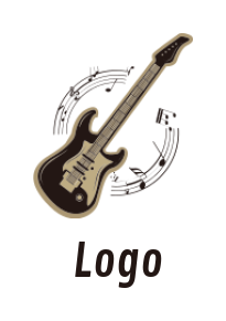 Electric guitar with music notes for rock band concept