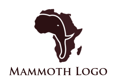 elephant face in Africa map logo icon