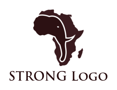 elephant face in Africa map logo icon