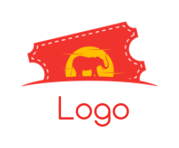 create a travel logo elephant in sunset inside ticket stamp