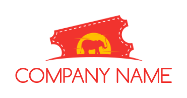 create a travel logo elephant in sunset inside ticket stamp