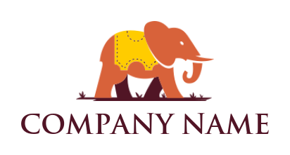 elephant wearing ticket stamp logo creator