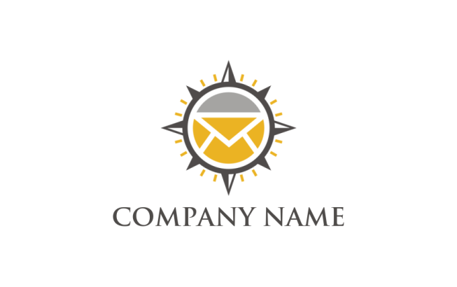 make a trade logo envelope inside circle with abstract compass