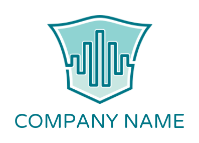 music logo symbol equalizer bar inside shield 