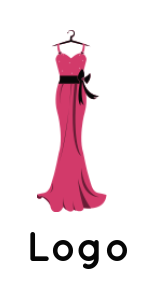 evening gown on hanger with ribbon sash