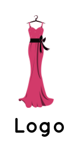 apparel logo gown on hanger with a ribbon sash