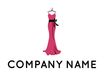 apparel logo gown on hanger with a ribbon sash