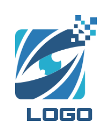 IT logo eye in square with pixels