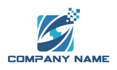 IT logo eye in square with pixels