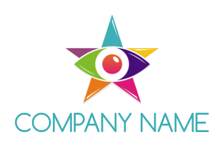unique logo of eye merged with colorful star 