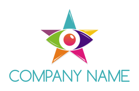 make an advertising logo eye merged with colorful star 