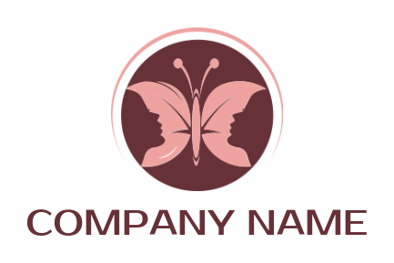 pet logo online facial profile of women with butterfly inside circle