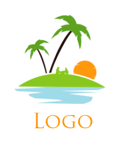 generate a travel logo of family on a beach