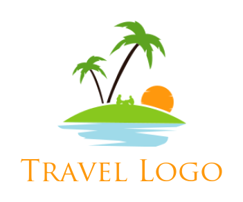 generate a travel logo of family on a beach