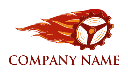 auto logo fan inside gear with trailing flames