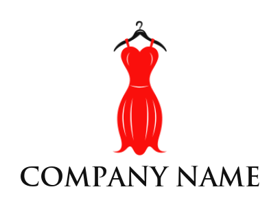 Fashion logo maker with a fancy red dress on hanger