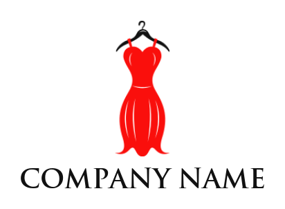 Fashion logo design with a fancy red dress on hanger
