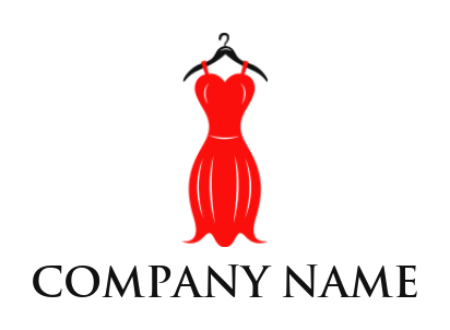 Fashion logo maker with a fancy red dress on hanger