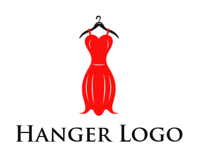 Fashion logo maker with a fancy red dress on hanger
